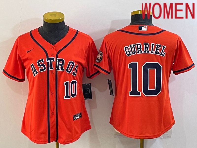 Women Houston Astros 10 Gurriel Orange Game Nike 2022 MLB Jersey